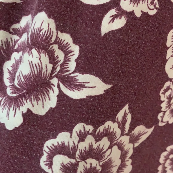 BOGO Burgundy Floral Bell Bottom Yoga Pants - Picture 2 of 2